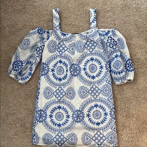 Blue and White Patterned Dress Trina Turk